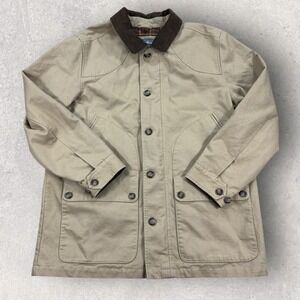 Eddie Bauer Chore Field Jacket Men's XL Beige Button Down Lined Corduroy Collar